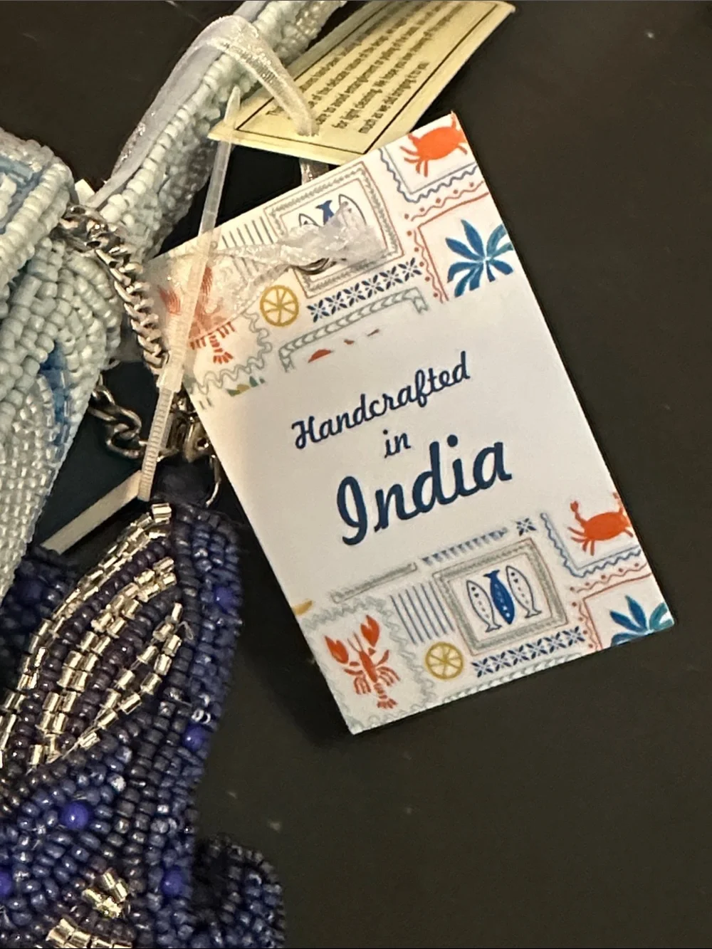 NEW RELEASE Made In India Beaded Blue Whale Bag With Charm NWT